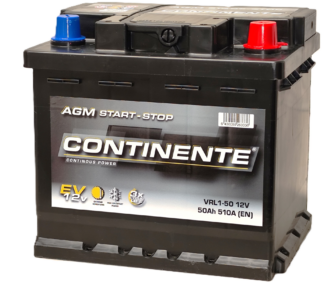 Käynnistysakku AGM Start-Stop/50Ah/520A/207x175x190/B3/-+